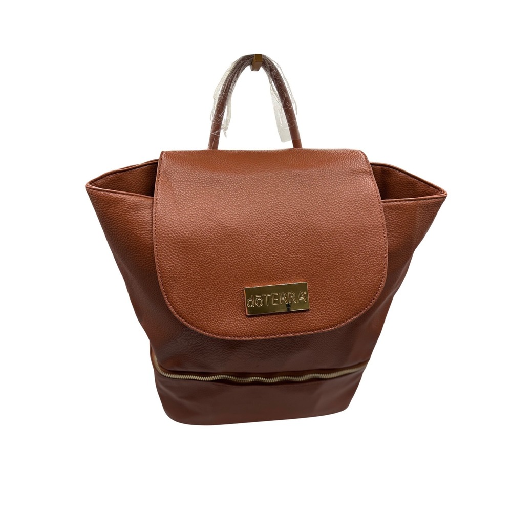 doTERRA Backpack Womens‎ OS Brown Like New Vegan Leather Gold Hardware Bag